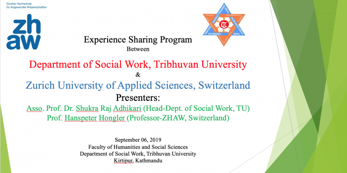 Experience sharing between Dept of social work TU and department of social worek, Zurich University of applied sciences.